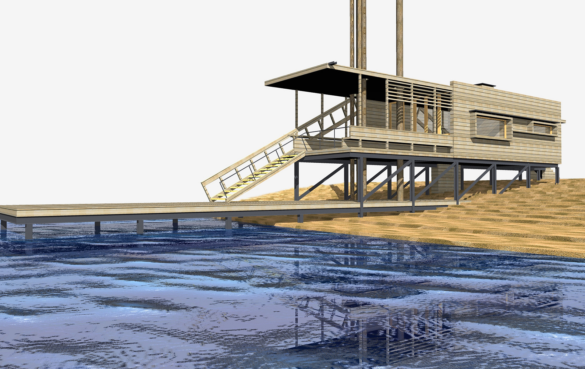 Дом с причалом терасса